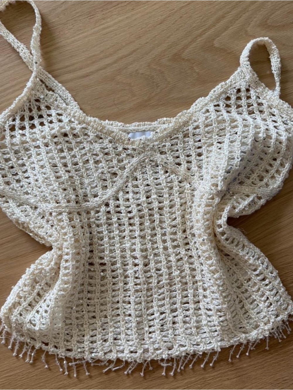 Pacsun Crochet Fringe Camisole Tank Top - Cream